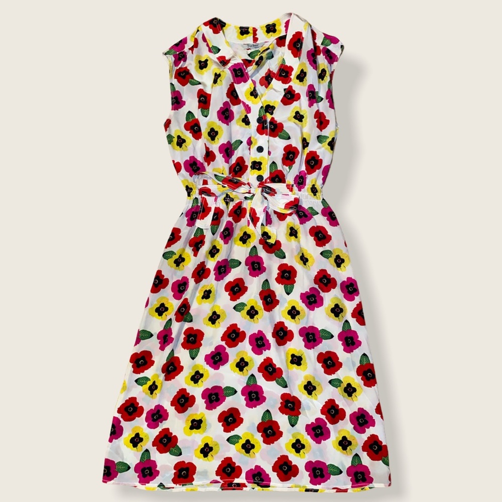 Tucker 100% Silk Sleeveless Tie Waist Dress | Women's Large | Made in USA